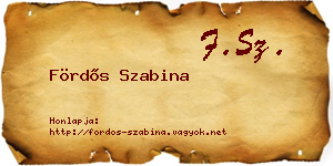 Fördős Szabina névjegykártya